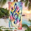 Music Nature Harmony Theme Quick Dry Beach Towel Custom Name Text Print Large Sand Resistant Towel Beach Vacation