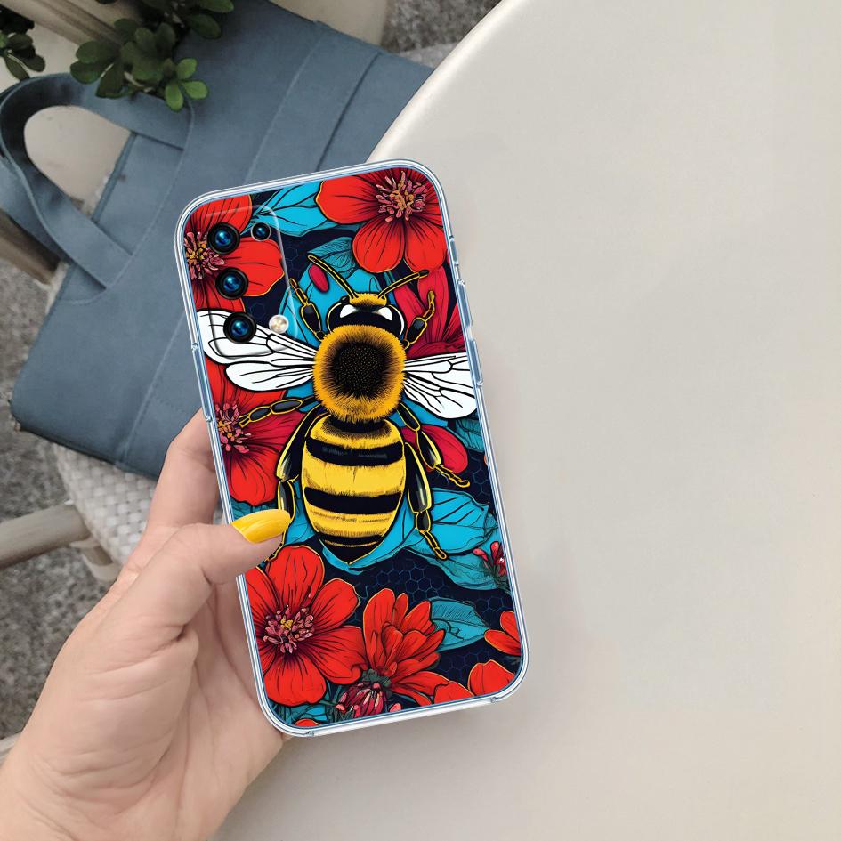FM5 Art Bees Cartoon Soft Shell Transparent Phone Case for Samsung Galaxy A04 A04S A14 A23 A34 A54 M23 M33 M52 M53