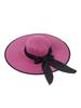 Solid Color Bohemian Straw Sun Hat With Bow Wide Brim Round Top UV Protection Windproof