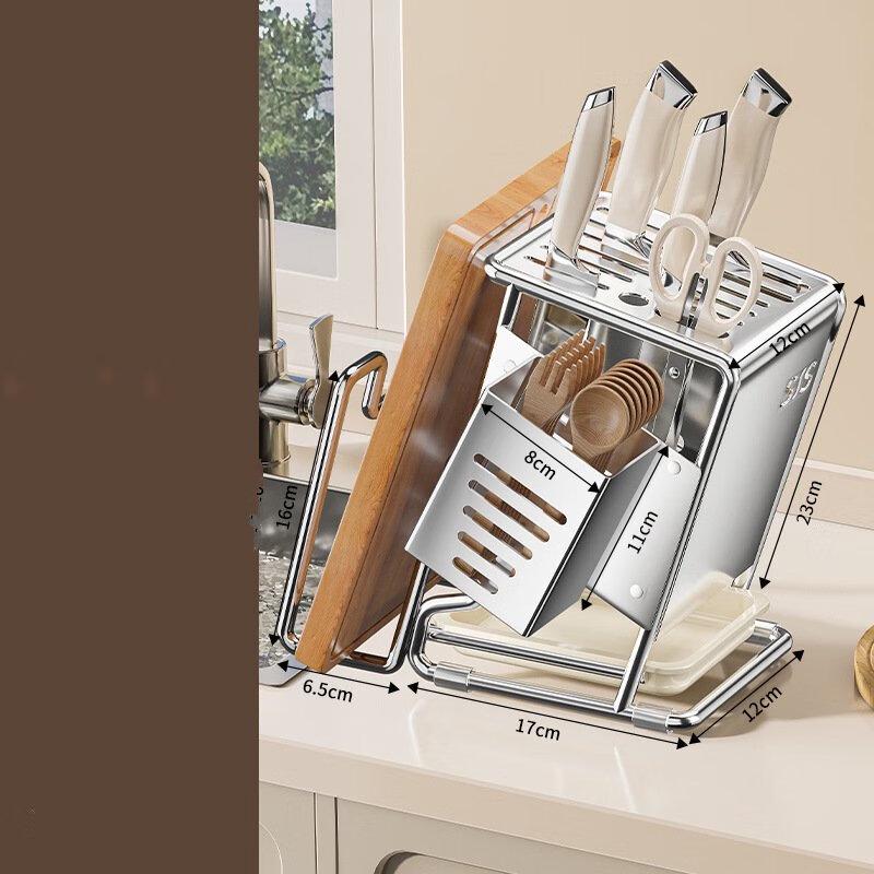 

ZISIZ Stainless Steel Kitchen Knife & Utensil Storage Rack