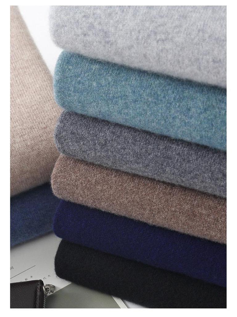 Men's 100% Wool V-Neck Sweater - Solid Color, Loose Fit, Long Sleeve Knitwear