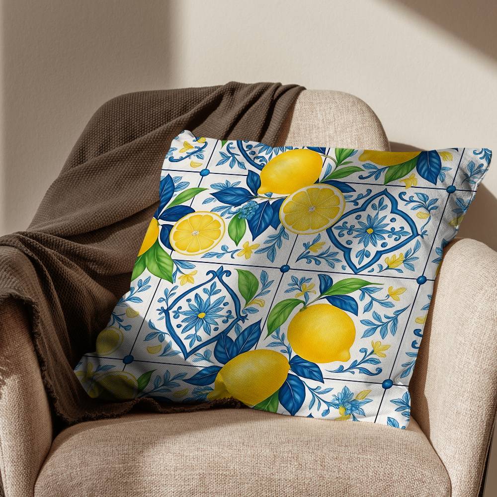 BBlue and White Porcelain Pillow Case Sofa Living Room Bedroom Headboard Backrest Cushion Square Cushion Nap Time