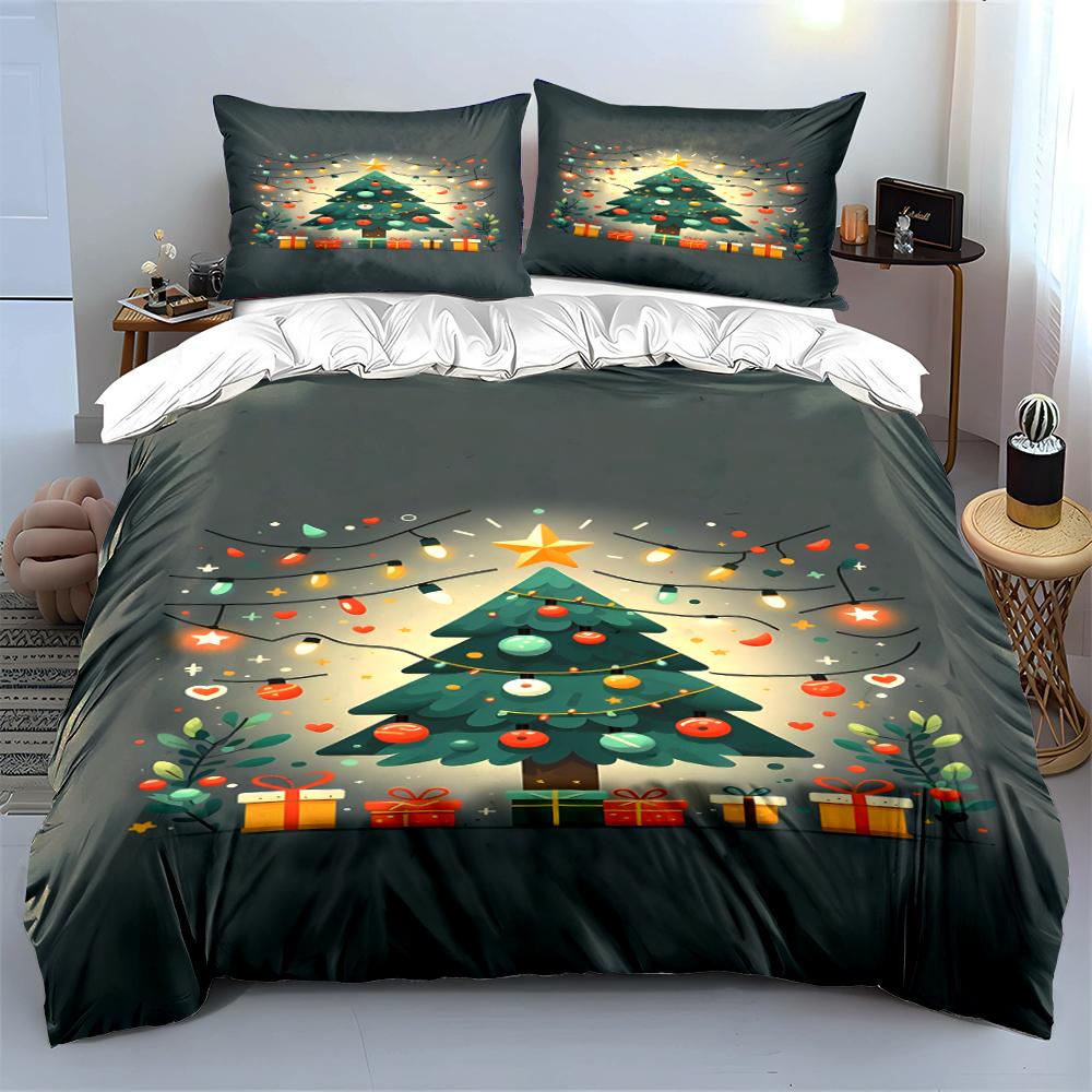 Christmas Tree Bedding Set with Lights Bedding Set (1 Duvet Cover, 2 Pillowcases, Duvet Not Included)