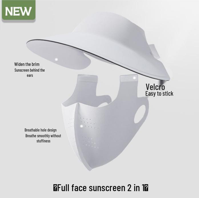 Women's UV Protection Facekini: Removable Ice Silk Mask with Brim, Full Face & Neck Shield.