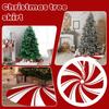 120cm Christmas Tree Skirt Red Swirl Peppermint Candy Snowman Reindeer Snowflake Xmas Home Party Decor Base Cover Carpet