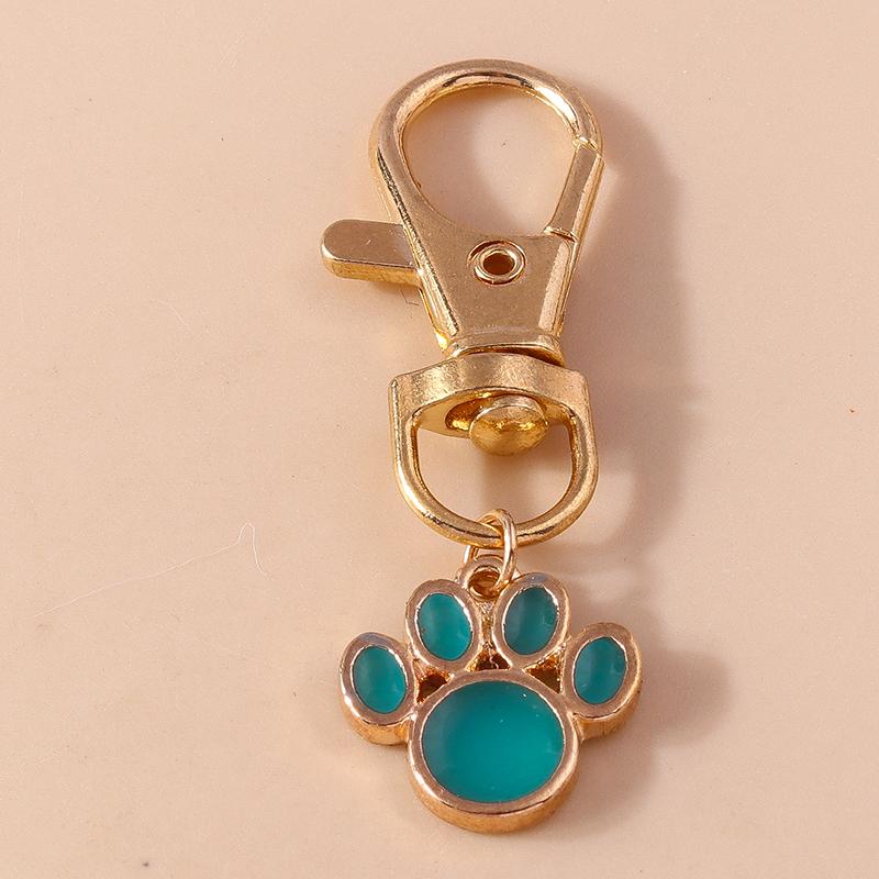 Cute Enamel Puppy Dog Cat Paw Keychain Footprint Keyring Pendants for Car Key Holder Handbag Decor DIY Pet Jewelry Gifts