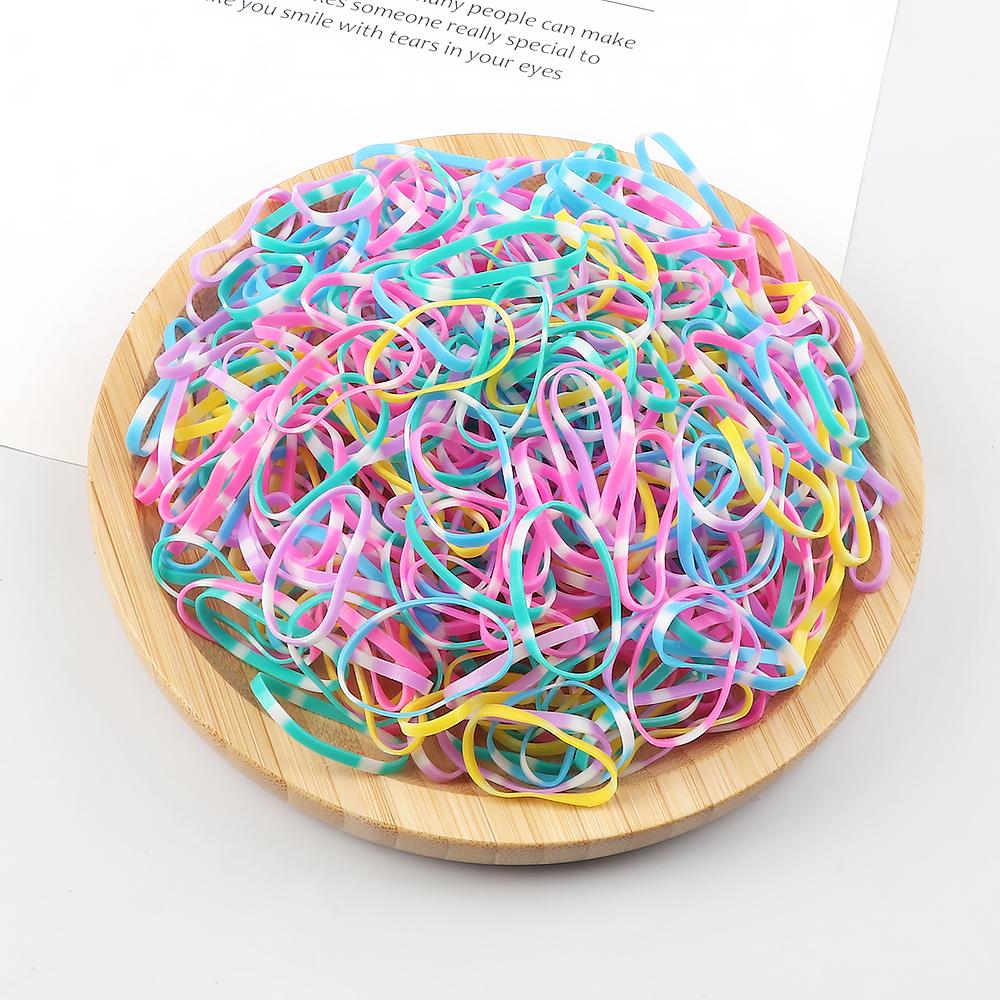 500pcs/Pack Colorful Disposable Elastic Hair Bands for Kid Girl Scrunchie Rubber Band Hair Accessories Hair Ties Ponytail Holder