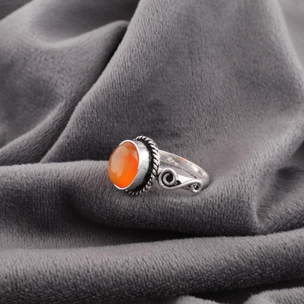 Carnelian Gemstone Jewelry, 925 Solid Sterling Silver Ring, Handmade Dazzling Silver Ring Jewelry For Thanksgiving Gift