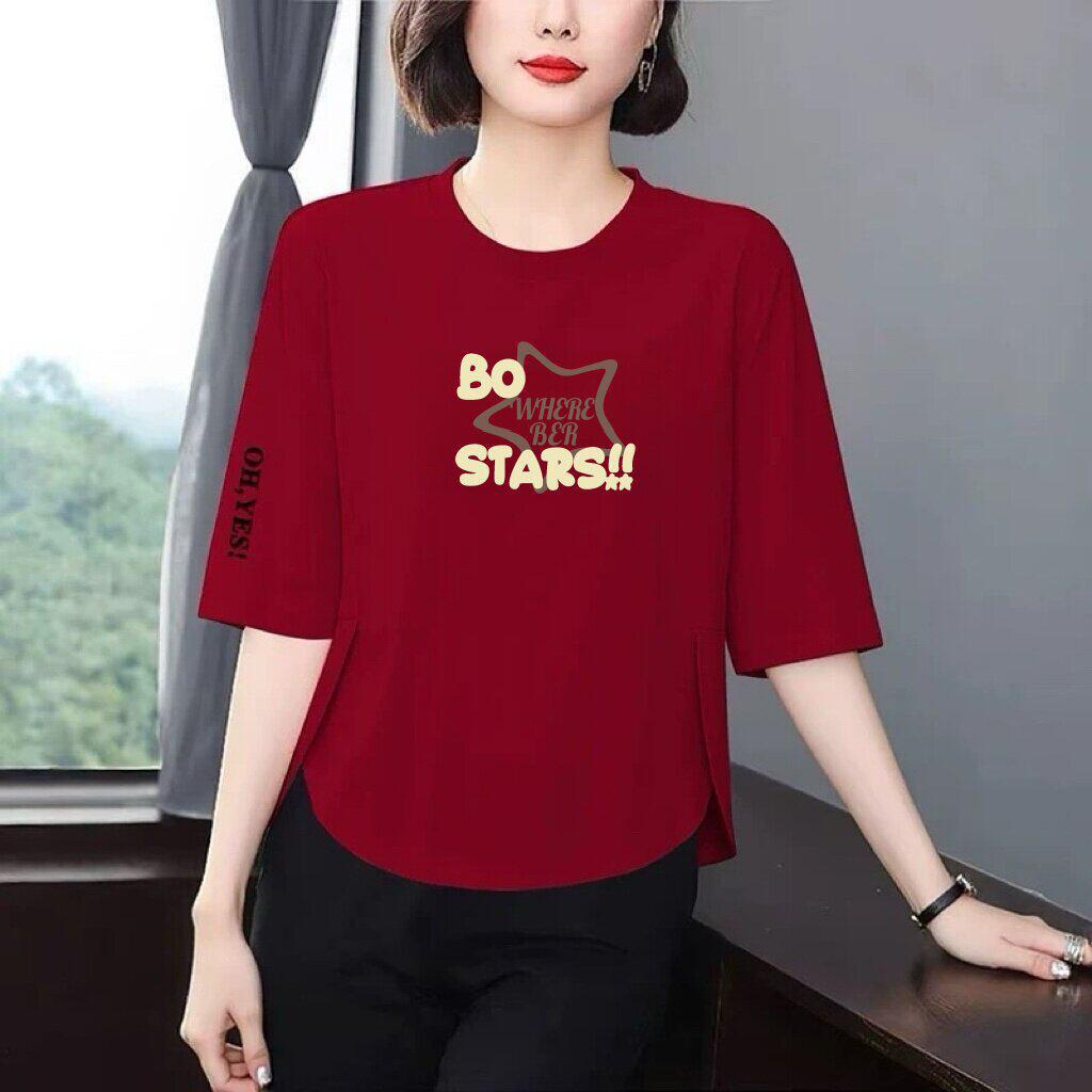 

Women s Summer Loose-Fit Stylish T-shirt with Flaw-Hiding, Slimming Design S
