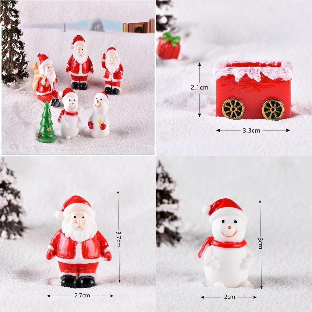 Delightful Miniature Christmas Landscape Ornaments With Cute Resin Santa And Snowman