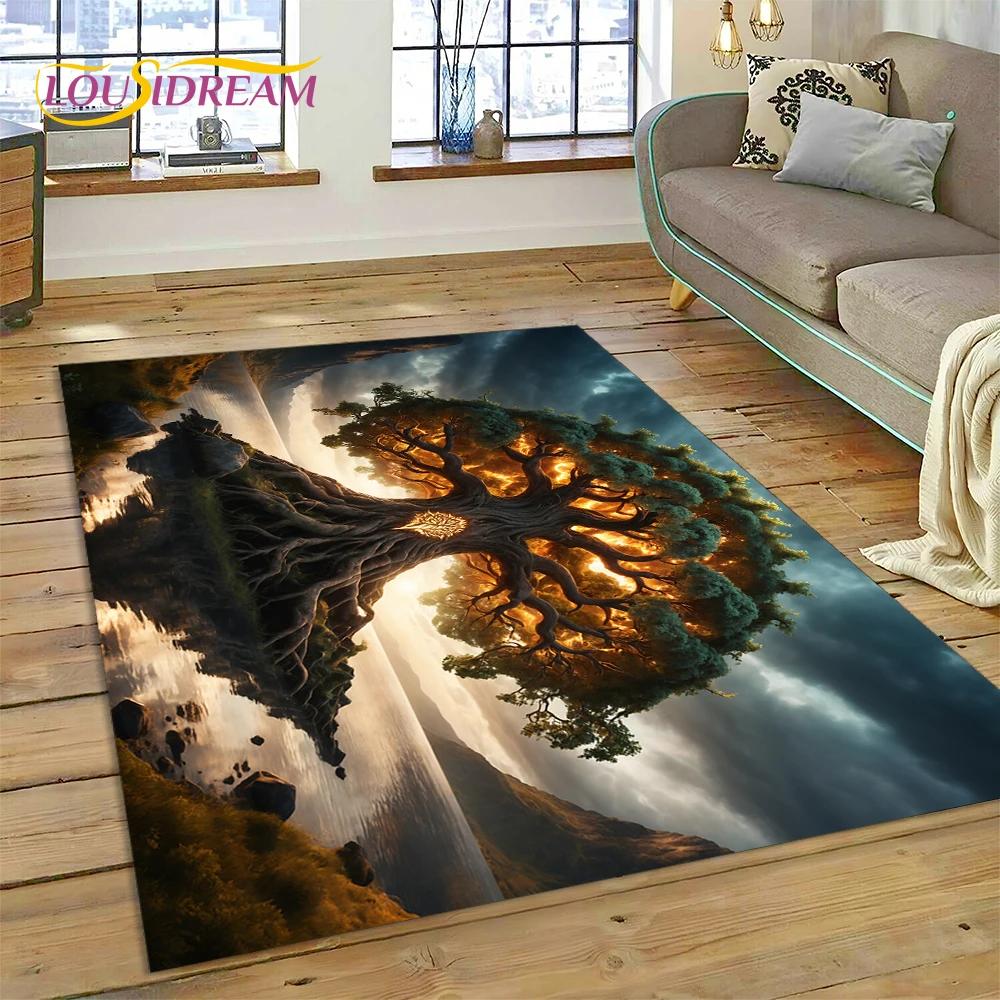 Tree of Life Nature Viking Yggdrasil Norse Carpet Rug for Bedroom Living Room Home Sofa Decoration,Child Large Decor Floor Mat