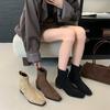 2025 Autumn and Winter New Thick Heel Suede Korean Small Ankle Boots Women's Versatile Fashion Thin Boots Short Boots