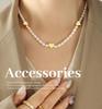 Korean Sweet Peach Heart & Pearl Titanium Necklace