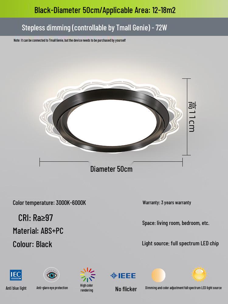 Modern Minimalist Solid Wood Leafless Fan Light - Silent Integrated Ceiling Light for Bedroom and Restaurant