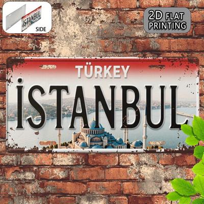 Stampa, , Segno Metallico in Alluminio Vintage Targa, segno e targa decorativi, Istanbul Turchia (11.9X6 pollici), Souvenir di Viaggio