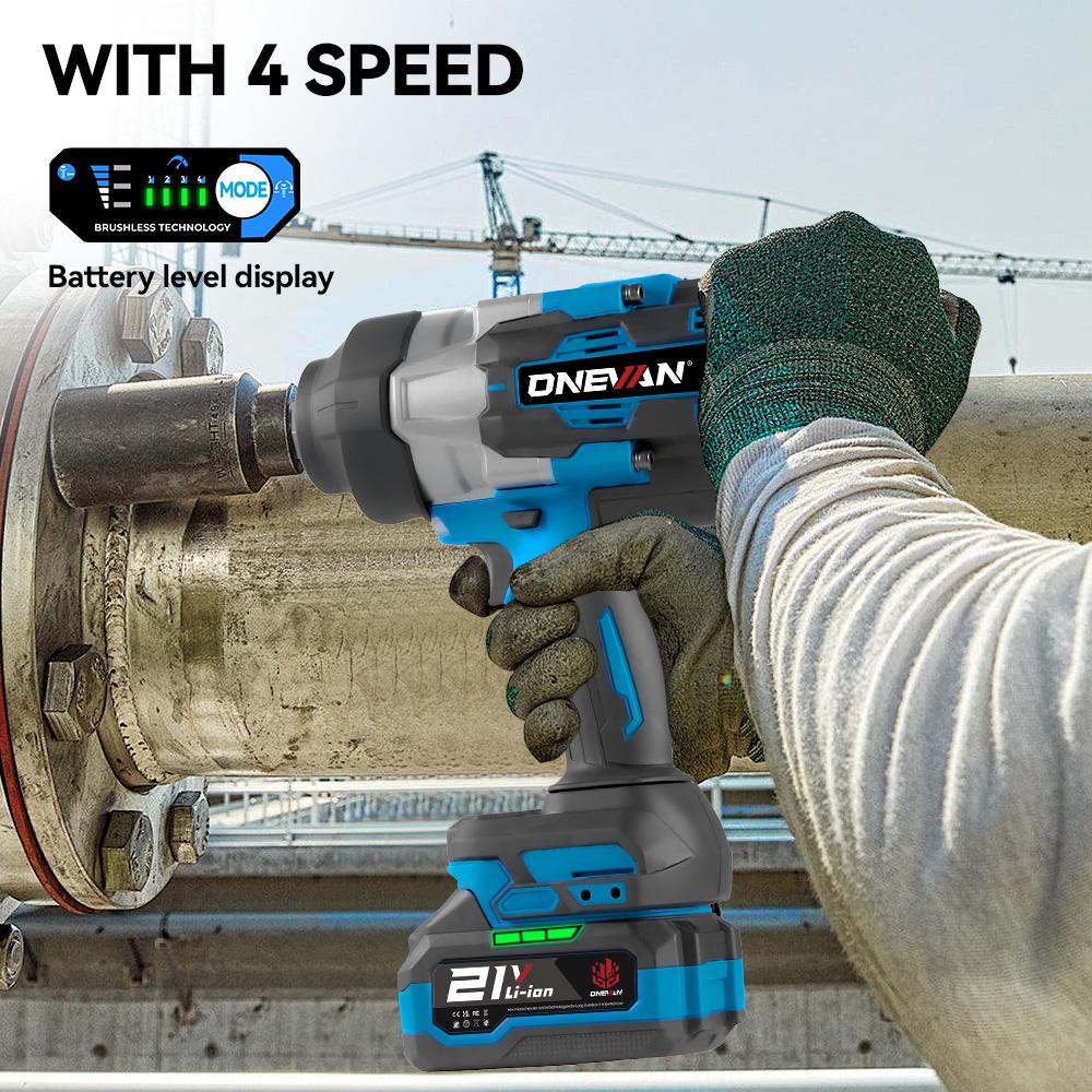 ONEVAN Torque Brushless Electric Impact Wrench 3/4 Inch 8 Gears Cordless Wrench Power Tools For Makita 18V Battery