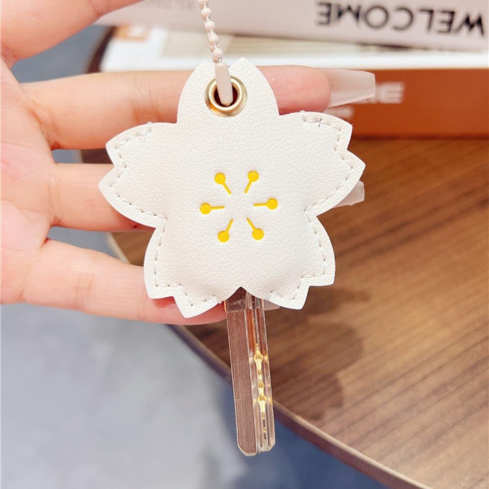 Flower Cartoon Mini Key Case PU Leather Protective Case Durable Key Cover Cap
