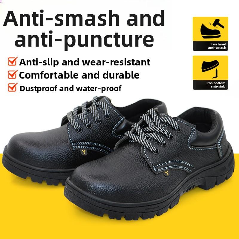 Durable PU Leather Safety Shoes Work Boots Anti Impact Anti Puncture Custom Labor Protection for Men Women
