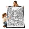 Kids Coloring Blanket Family DIY Painting Activity Gift Animal Themed Soft Throw