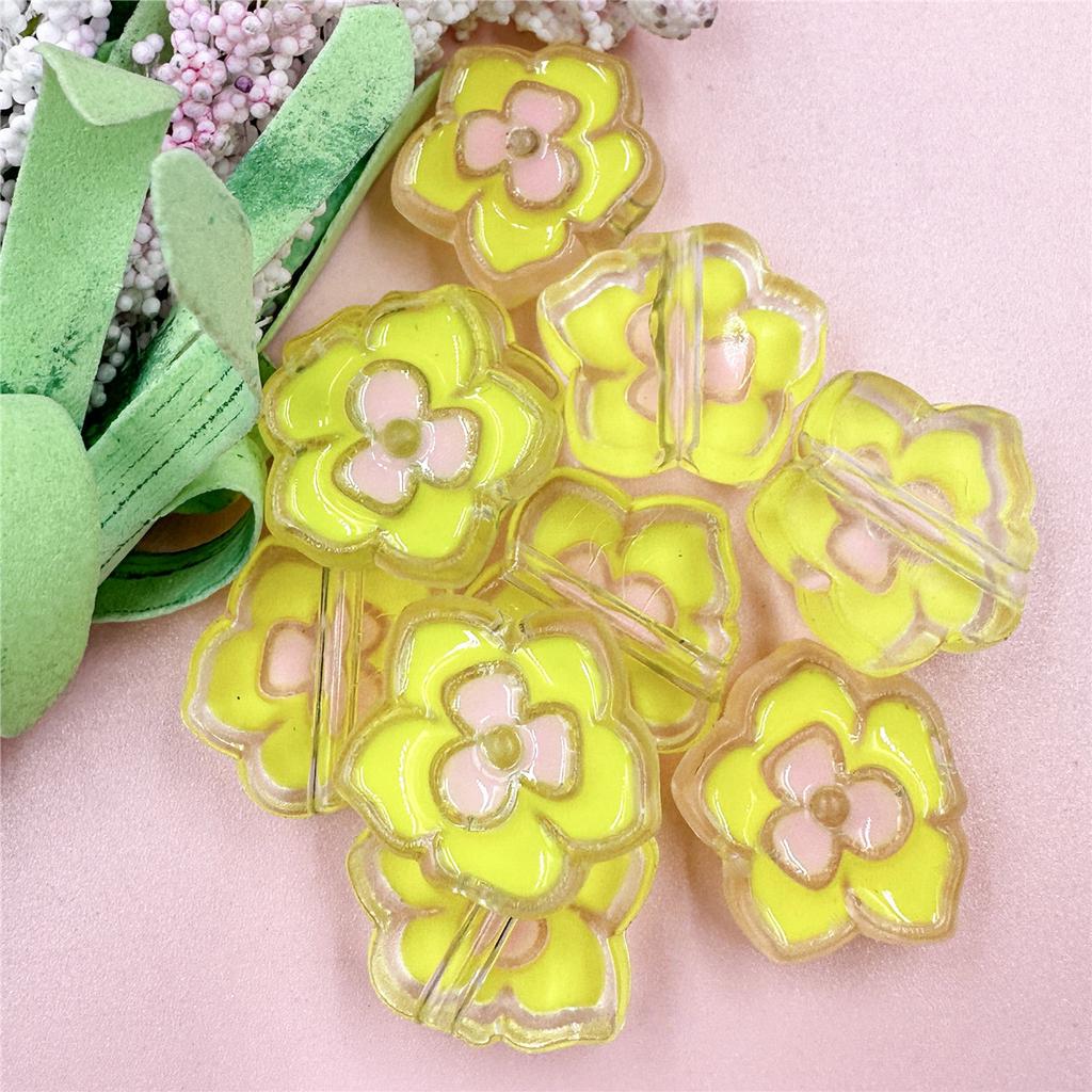 10Pcs Creative Making Loose Beads Bracelet Acrylic Material DIY Jewelry Accessories Flower Earrings Bicolor 23.1*24.5mm Handmade