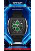 Sanda Men's Sports Barrel-Shaped Luminous Countdown Watch with Triple Time Zone and Dual Display, Waterproof Design.