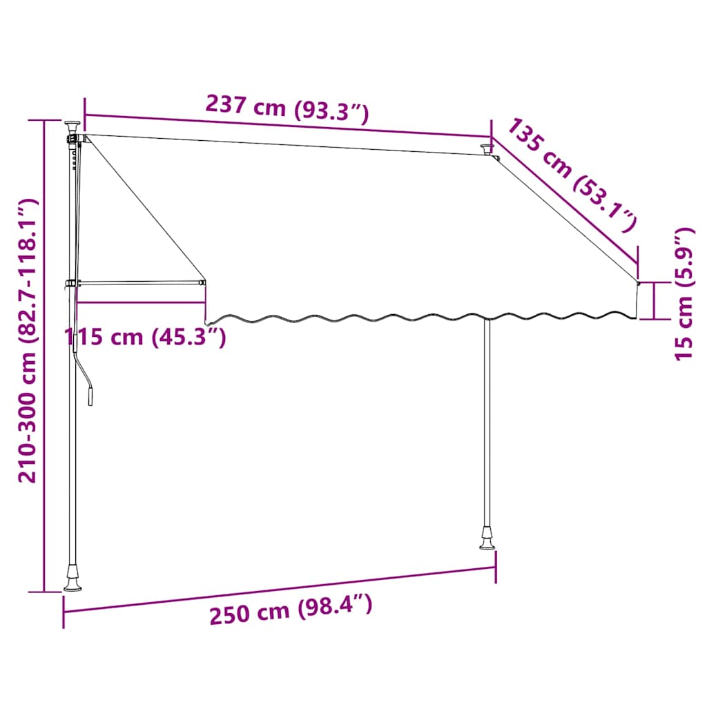 Manual Retractable Awning 250 Cm Orange and Brown