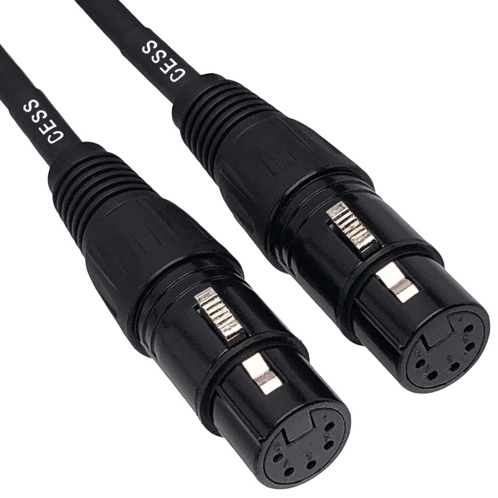 CESS-271 Female 5-pin XLR to Female 5-pin XLR Gender Changer Coupler, 6-inch, DMX Cable, Pack of 2
