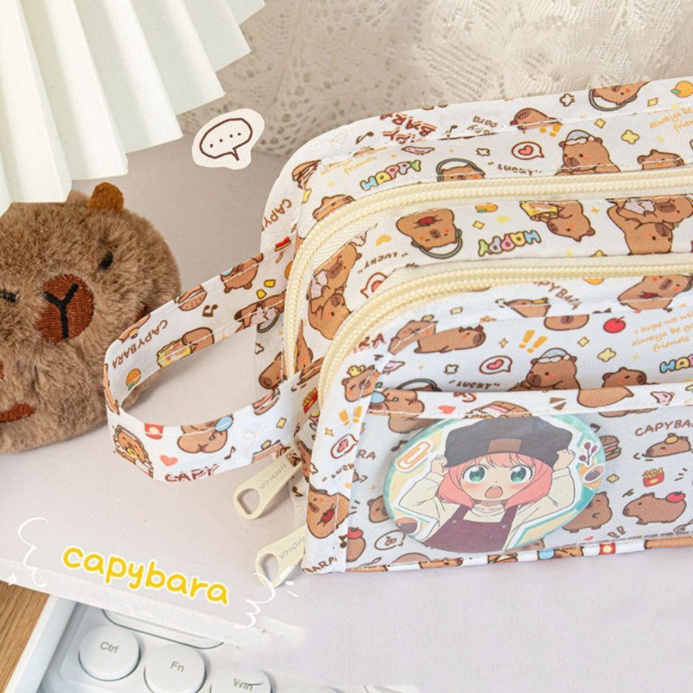 Penbag Capibara Pencil Case Canvas Capibala Stationery Box Capibala Pen Bag  Male and Female