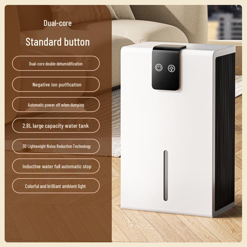 Compact Digital Dehumidifier & Quiet Air Purifier for Home, Dorm, Bedroom, or Basement.