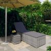 VidaXL Chaise Longue with Cushion and Tea Table Wicker Resin Grey