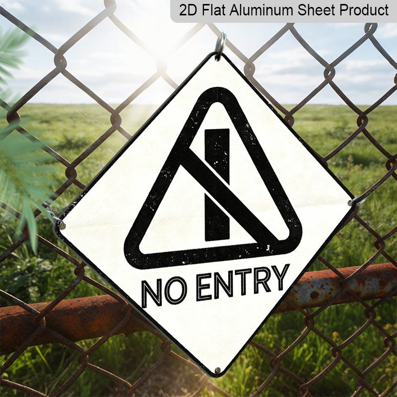 2D Flat, 1pc, Vintage Metal Aluminium Sign, No Entry Theme, Warning Decor Gift for Friends, Suitable for Garage, Office, Hallway, Warehouse, Work