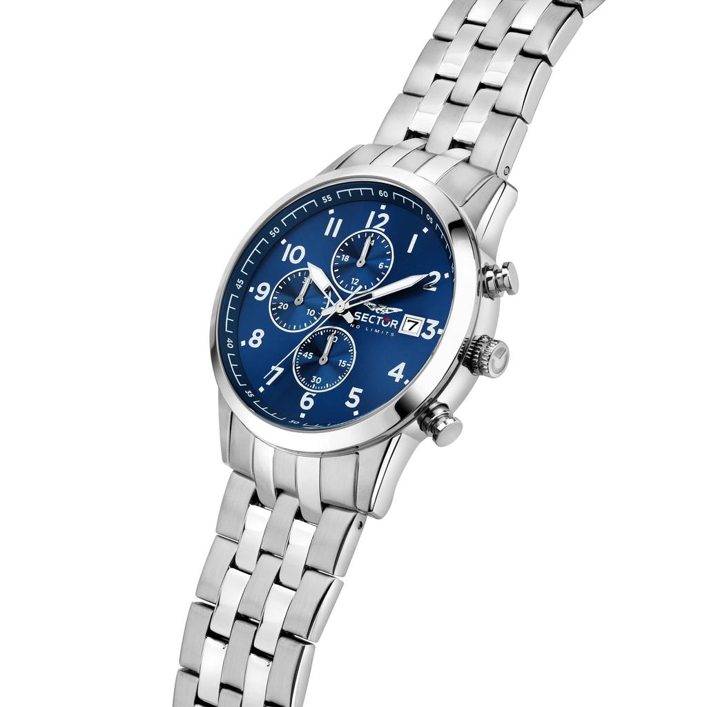 Sector 660 Series Chronograph Water Resistant to 5 Blue Stainless Steel Authentic Men's Watch, Business/Sports, ATM, Dial, Band, 42mm, 2-Year