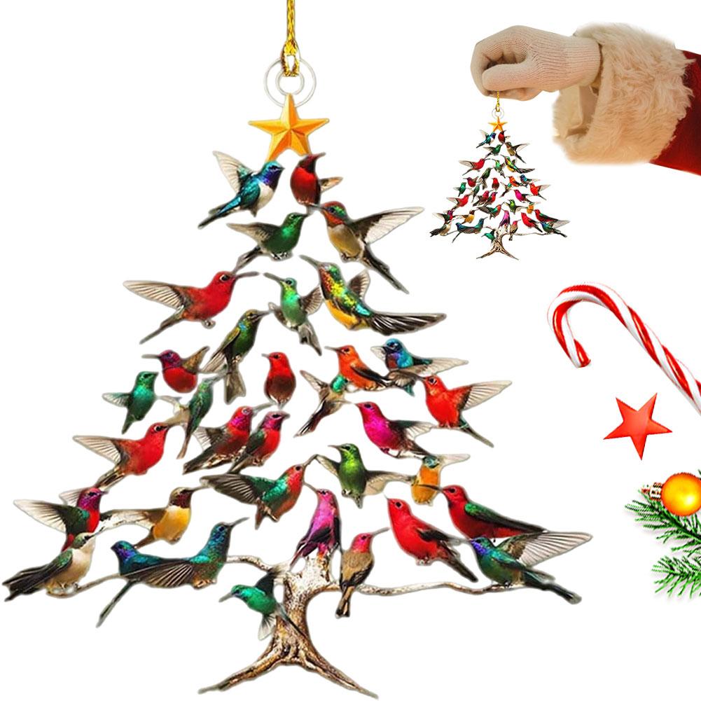 3 PCs Hummingbird Christmas Ornament Colorful Hummingbirds Tree Decor for Yard Courtyard Door Outdoor Windows Decoration