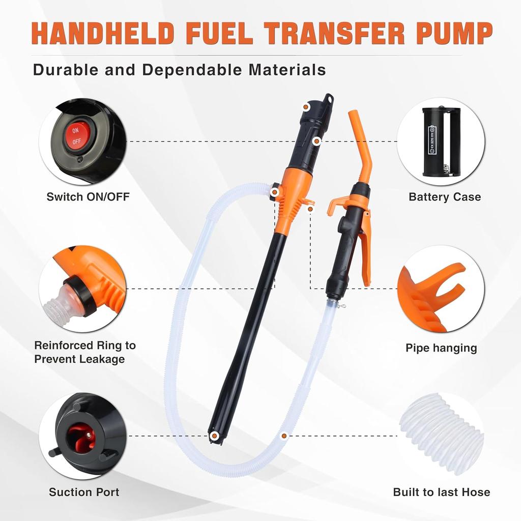 Portable Battery Operated Fuel Transfer Pump,Electric Siphon Pump For Gas,Water, Oil And Diesel Transfer-Orange