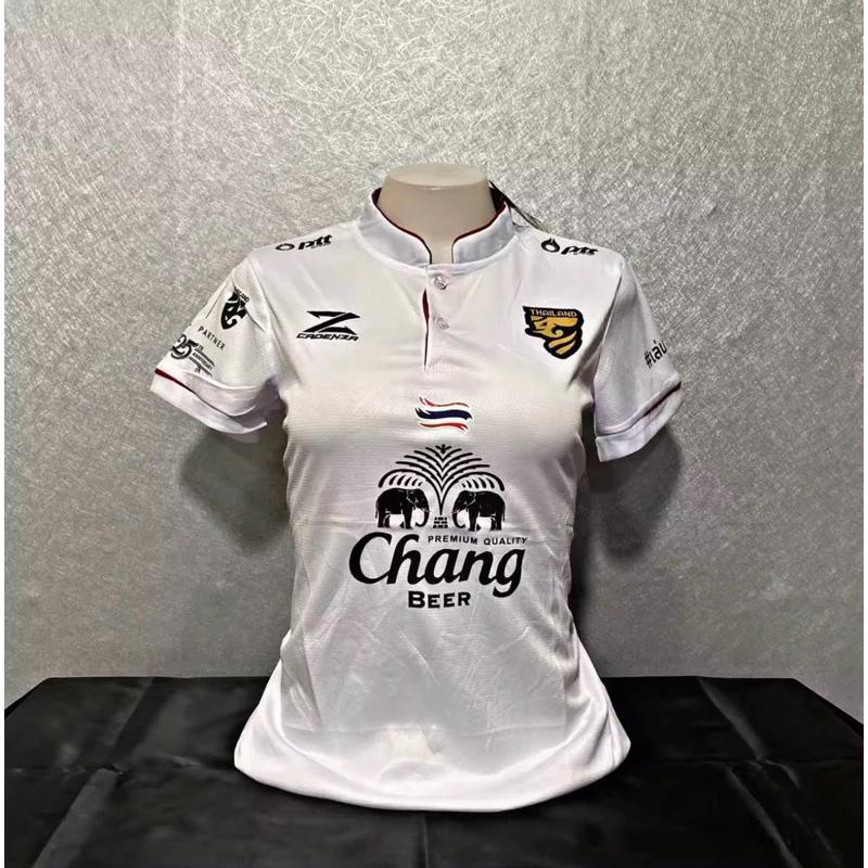 THAILAND National Women Football Soccer Training JERSEY CHEER Fan Quick Dry Shirt Mandarin Collar Short Sleeve Uniform Elephant Logo Sport