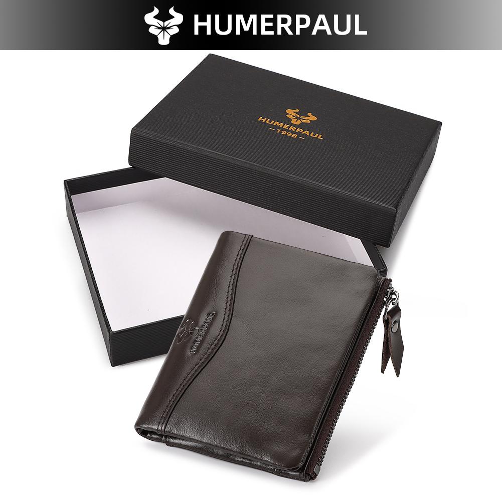 Humerpaul Neue RFID Männer Brieftasche Blockieren Schutz Anti-Diebstahl Scan Männlichen Leder Biflod Kurze Brieftasche Zipper Münzfach Beutel Casual geld Tasche
