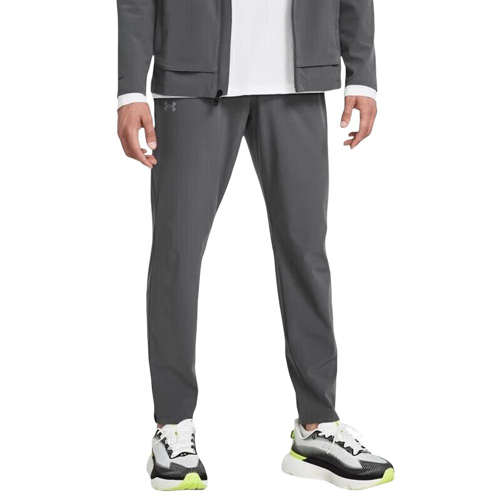Under Armour Solid Color Mid-Rise Knitted Sports Pants Men Gray 1376800-025