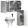 Bathroom Furniture Set 4 pcs Concrete Grey Engineered Wood and Glass