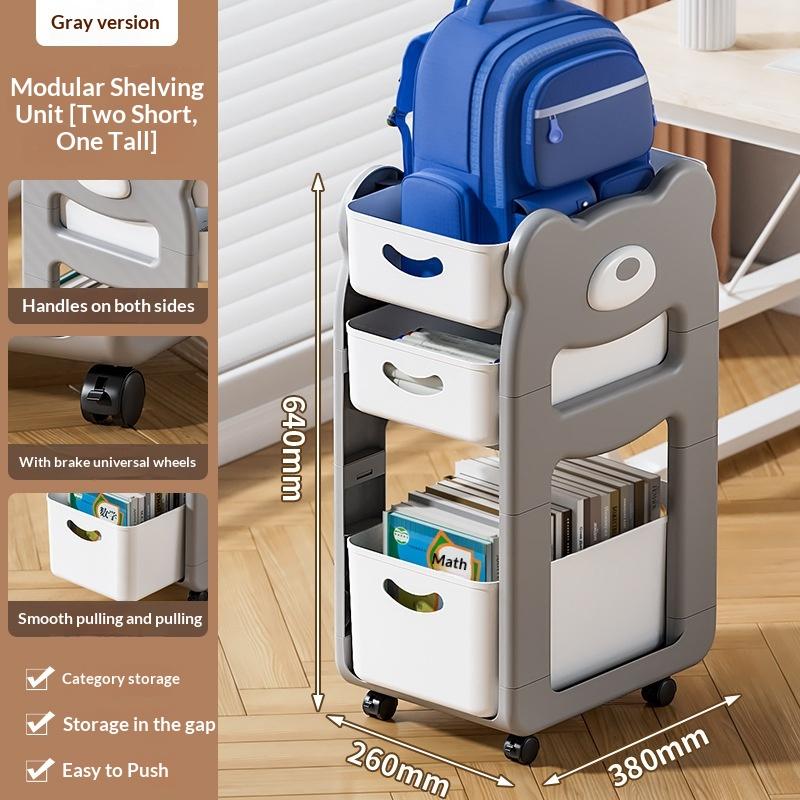 Multifunctional Mobile Bookshelf Cart for Desk Backpack Snack Storage Student Study Organizer Home Dormitory Space Saving Shelf