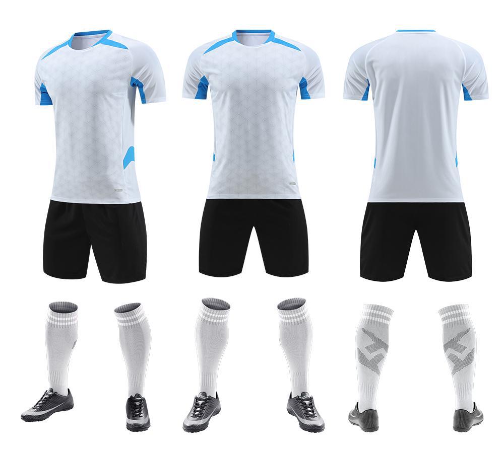 Nouveau Maillot de Football Maillot d'Entraînement Manches Courtes Séchage Rapide Vêtement de Sport Version Blanche Maillot de Football Sublimation Chaude