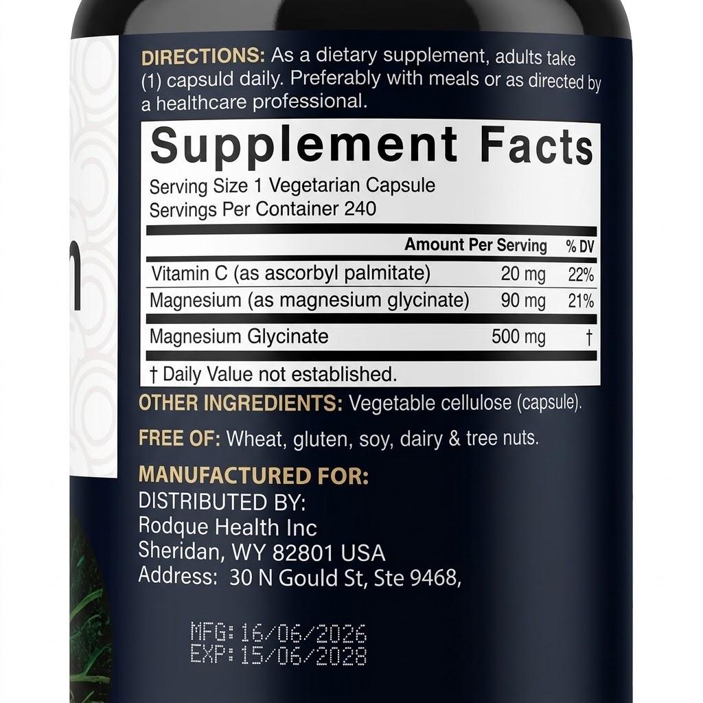 Glicinato di Magnesio 500mg, 240 Capsule