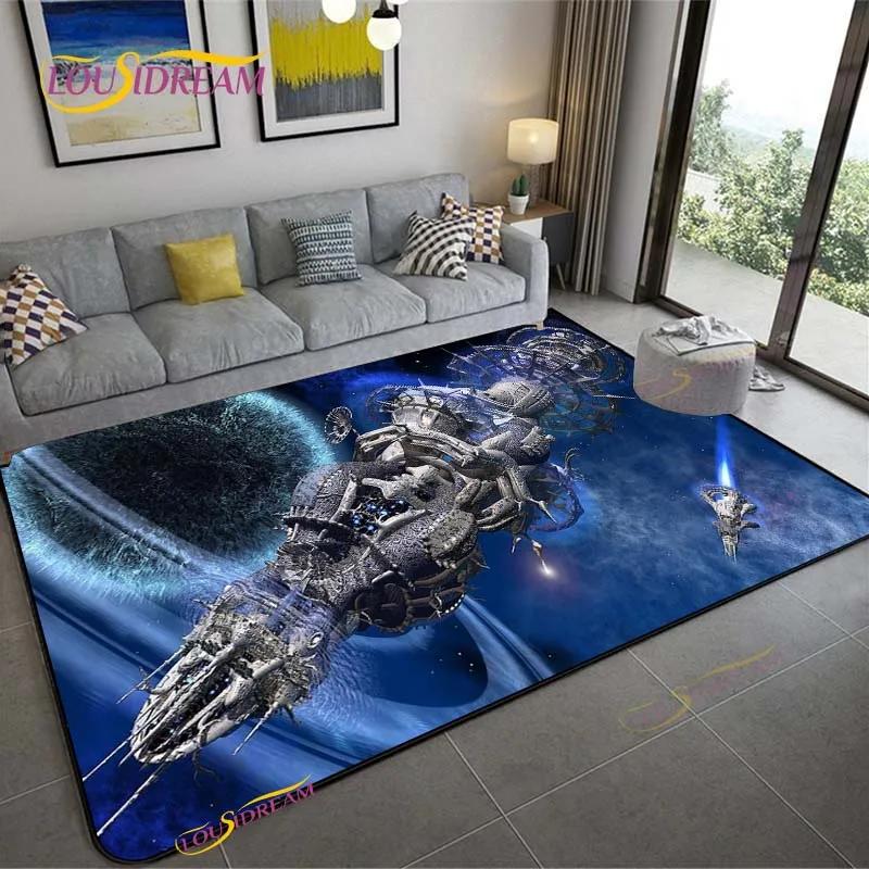 3D Space Ship Station Carpet for Living Room Bedroom Table Cinema Rug Kitchen Door Kids Un-slip Floor Mat Alfombra Birthday Gift