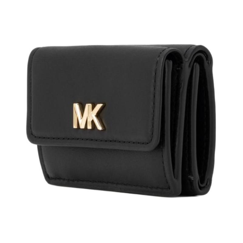 Michael Kors FACET Gold Metal Logo Cowhide Wallet Small Size Women's Black