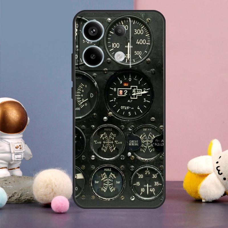 Aircraft Cockpit Dashboard Case For Xiaomi Redmi Note 14 13 9 10 11 12 15 Pro Plus Redmi 15 15C 14C 10C 12C 13C Cover