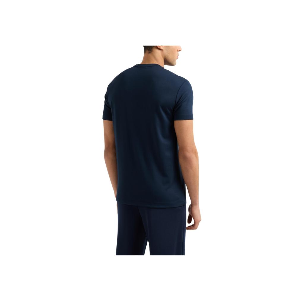 Emporio Armani EA7 Logo Knit Slim Fit Crew Neck Short Sleeve T-Shirt Men Tops Navy-Blue 7M000301-AF13739-UB102