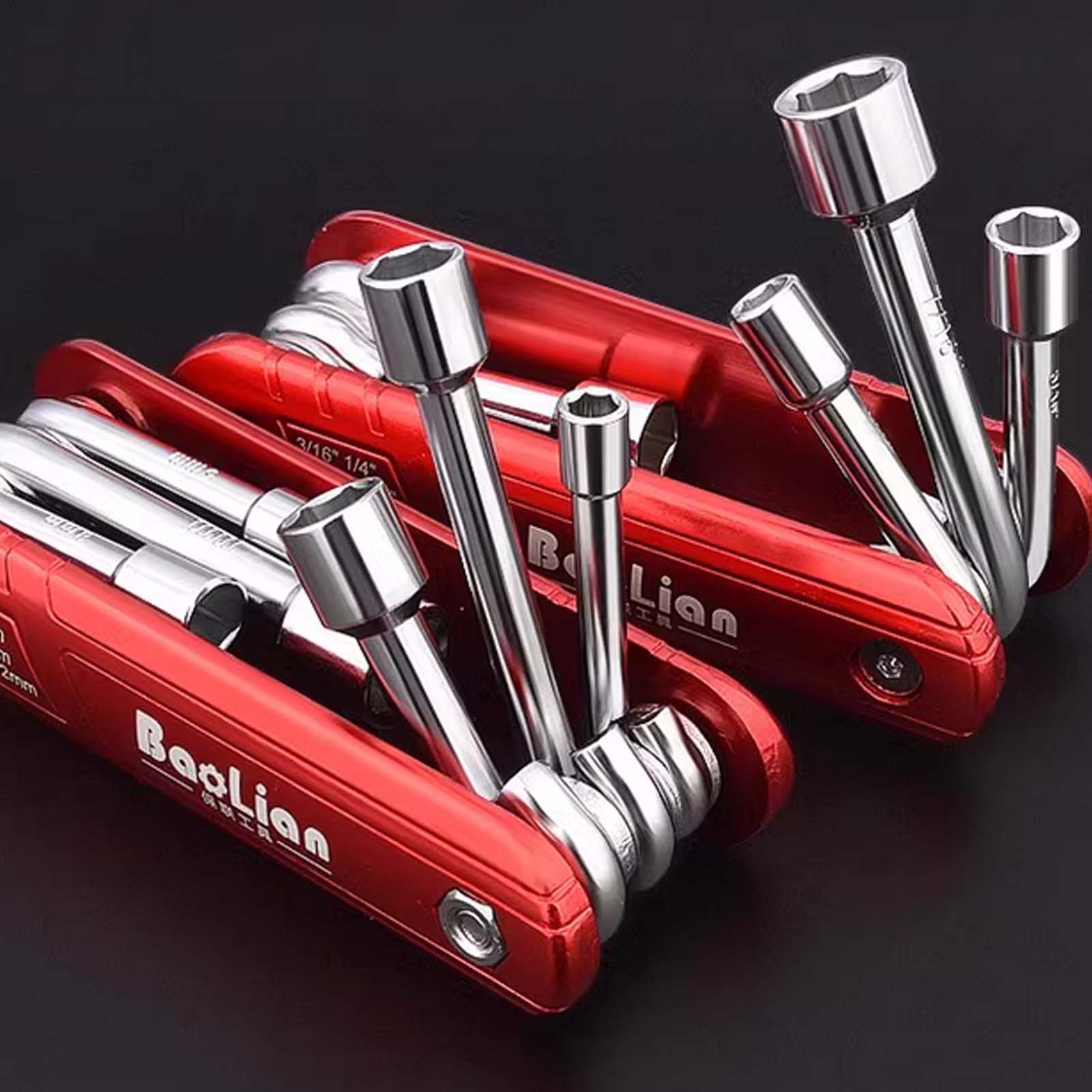 

5-12mm Folding Socket Wrench Set, Aluminum Alloy Handle Household Socket Wrench Combination Tool Metric