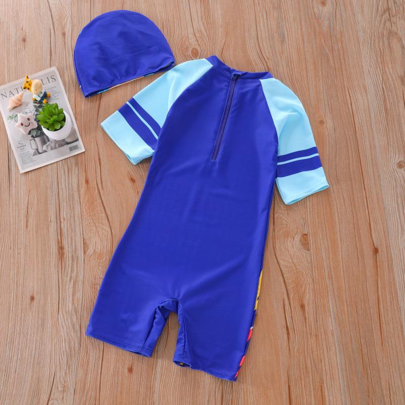 Children's UPF50+ Cartoon Penguin Boys' One-Piece Swimsuit for Toddlers and Kids