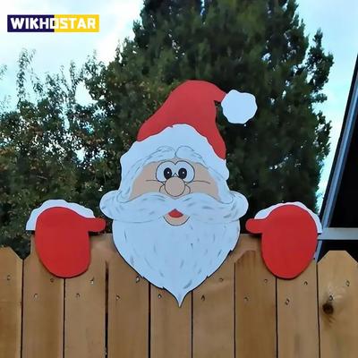 Vánoční ozdoby na plot Santa Claus Sněhulák Sob Nakukující Ozdoby na dvůr Vnitřní Venkovní Zemní plakát DIY Festivalový dárek
