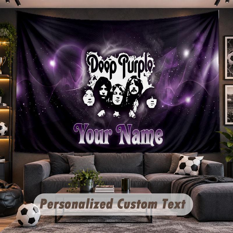 Wall Hanging Tapestry Custom NameDeep Purple Pattern Personalized Printed Fabric Wall Decor