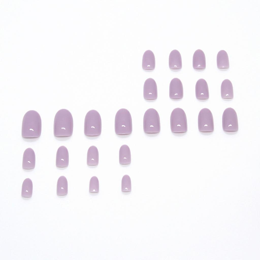 Light-Purple Press On Nails 24 Pieces Simple Solid Color Design Comfortable Fit Reusable Manicure Kit